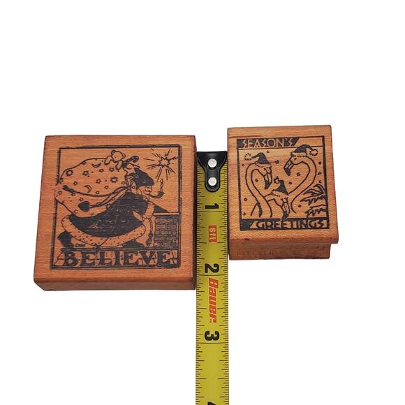 Vtg All Night Media Mary Engelbreit Believe Seasons Greetings Santa Rubber Stamp - Picture 10 of 13